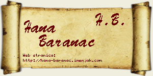 Hana Baranac vizit kartica